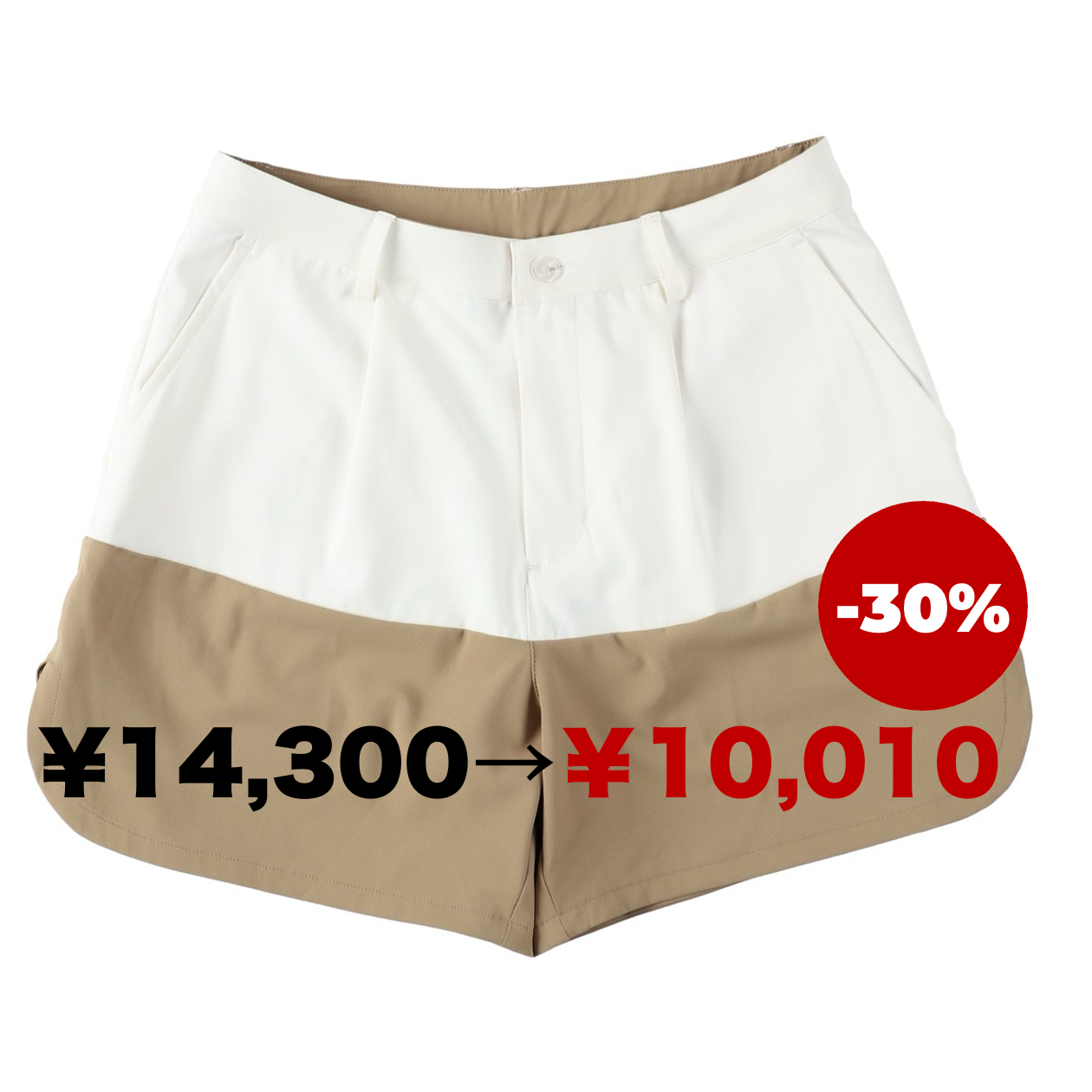 バイカラー ショートパンツ レディース ホワイト / 全2色